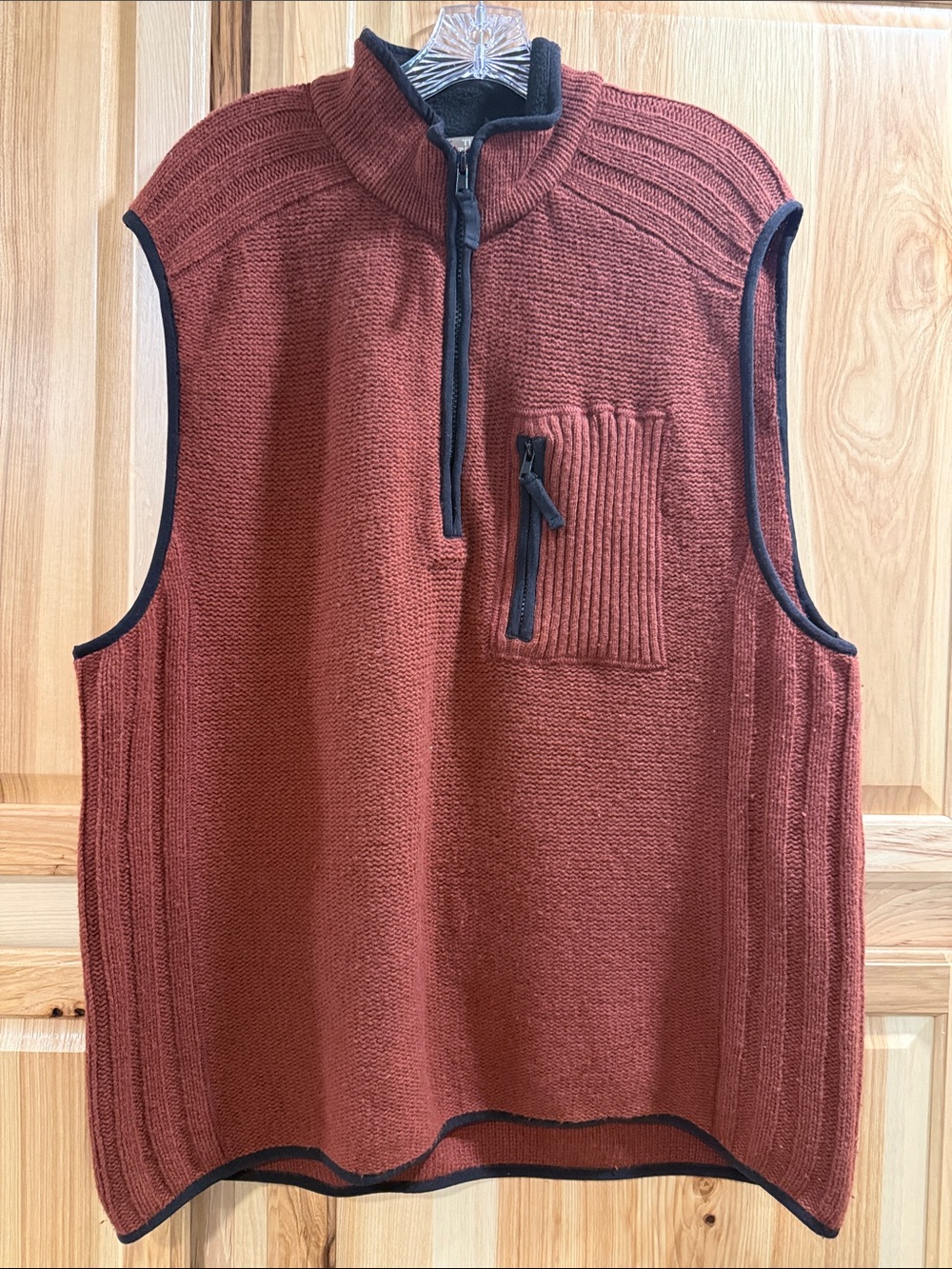 The Territory Ahead Men Size L Lambswool Rust Quarter Zip Outdoor Gorpcore Vest